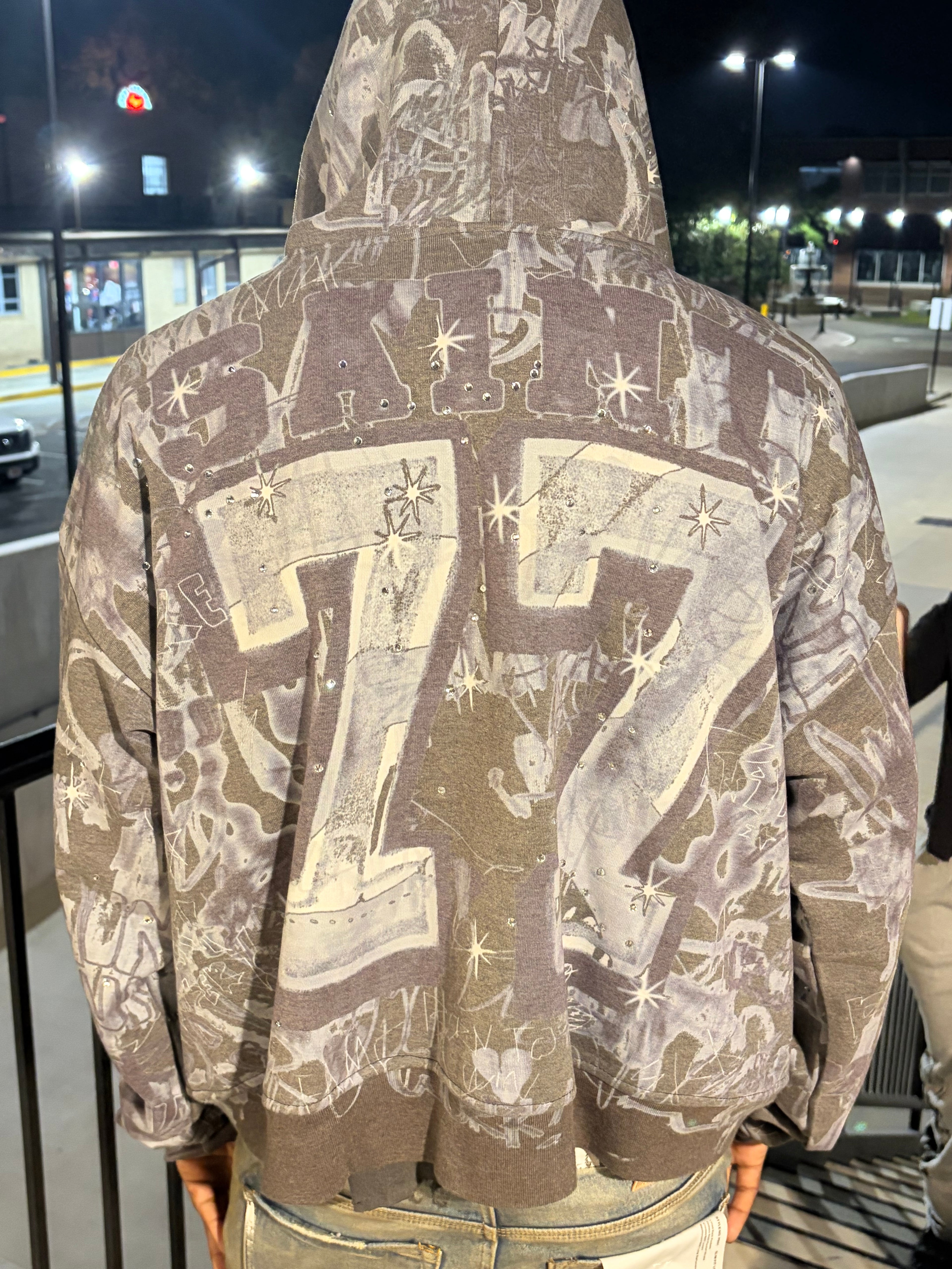 SAINT LUKA RHINESTONE SKULL ZIP UP