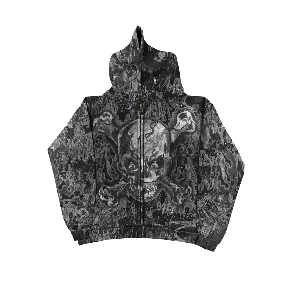 SAINT LUKA RHINESTONE SKULL ZIP UP